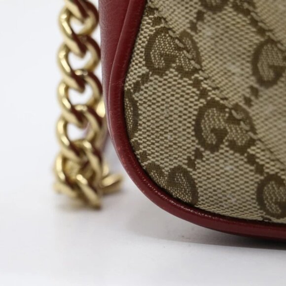 Gucci GG Marmont Small Red Shoulder Bag Diagonal Quilted GG Canvas - Picture 7 of 16